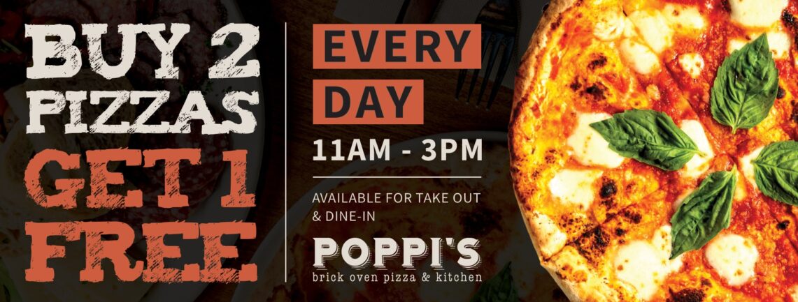 Poppis Buy 2 Pizza Get 1 Free 2026 Slider